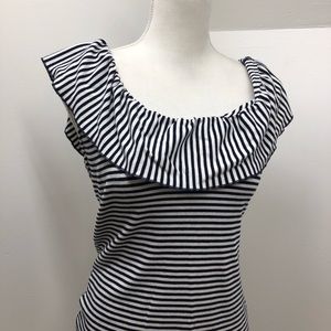 A New Day Striped Ruffle Tank Top Size M